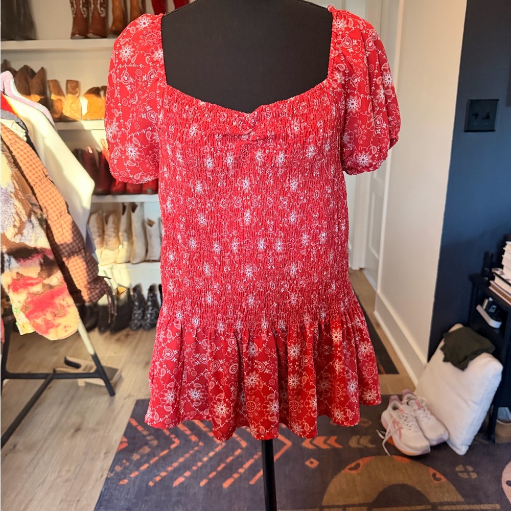 Elegant Red Floral Blouse for Women